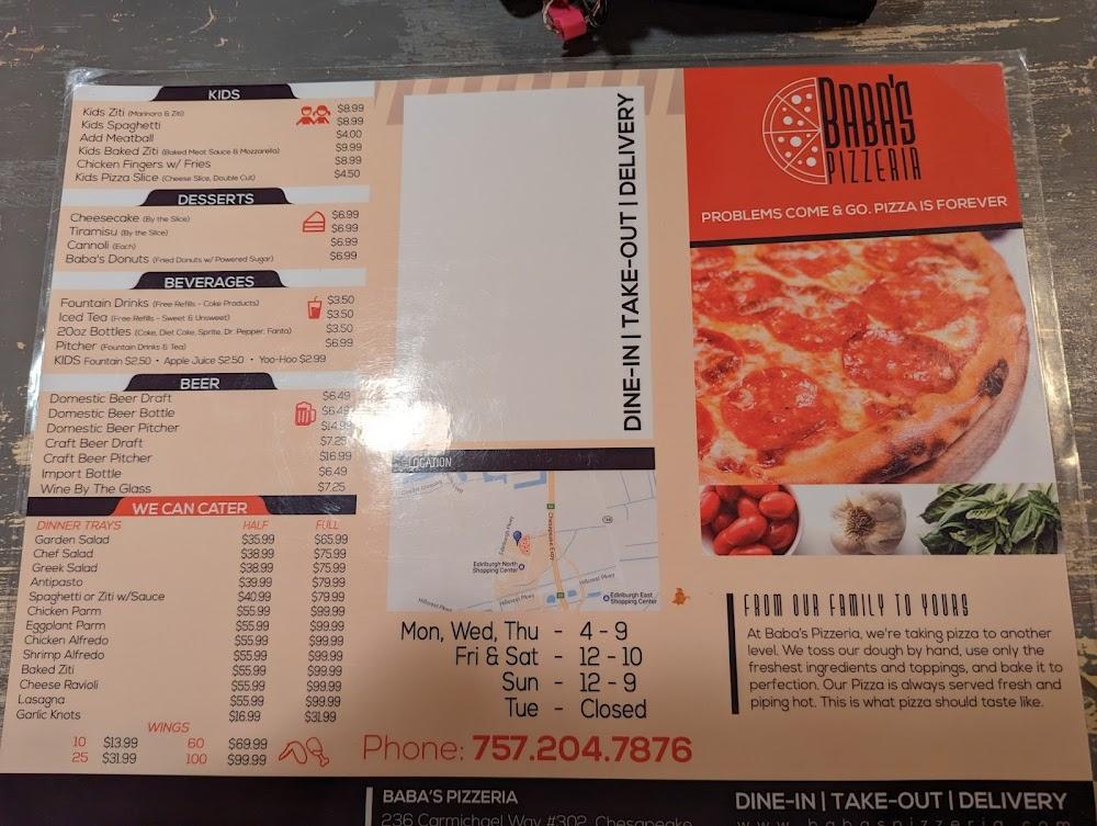Baba's Pizzeria Menu image 4
